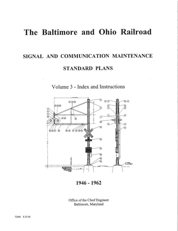 Signal & Communications Maintenance Standard Plans, B&O 1946-62 Vol 3-Index & Instructions