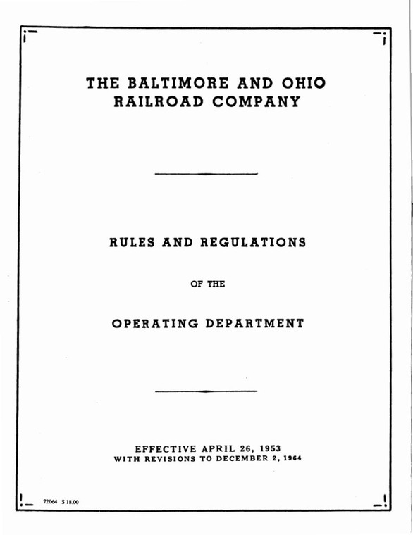 Operating Dept Rules & Regulations 1964 Revision