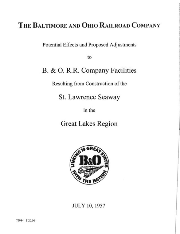 St Lawrence Seaway Construction - Effects and Adjustments to B&O Facilities