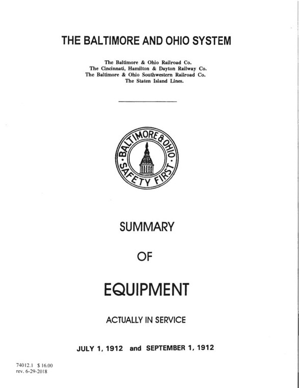 Summary of Equipment, year 1912
