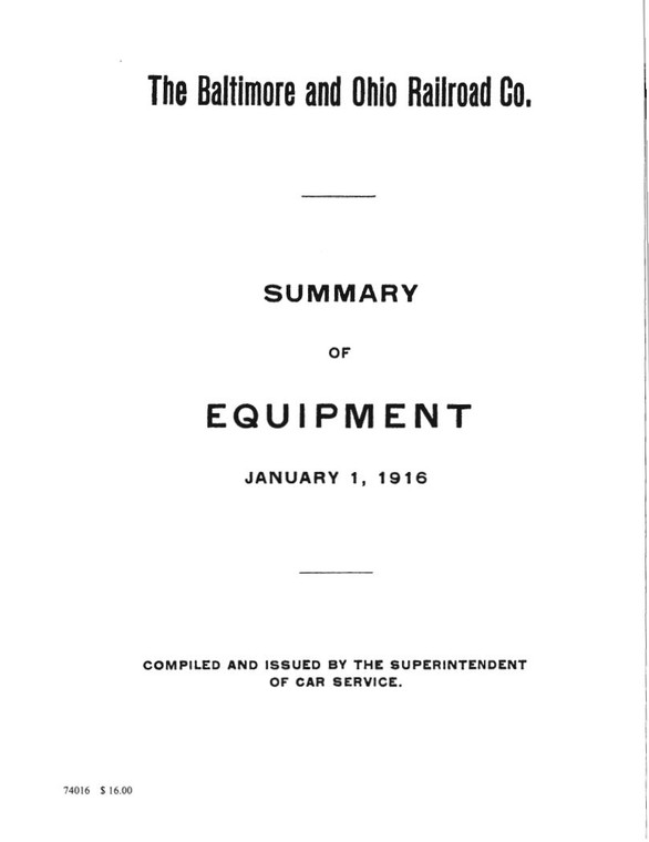 Summary of Equipment, year 1916