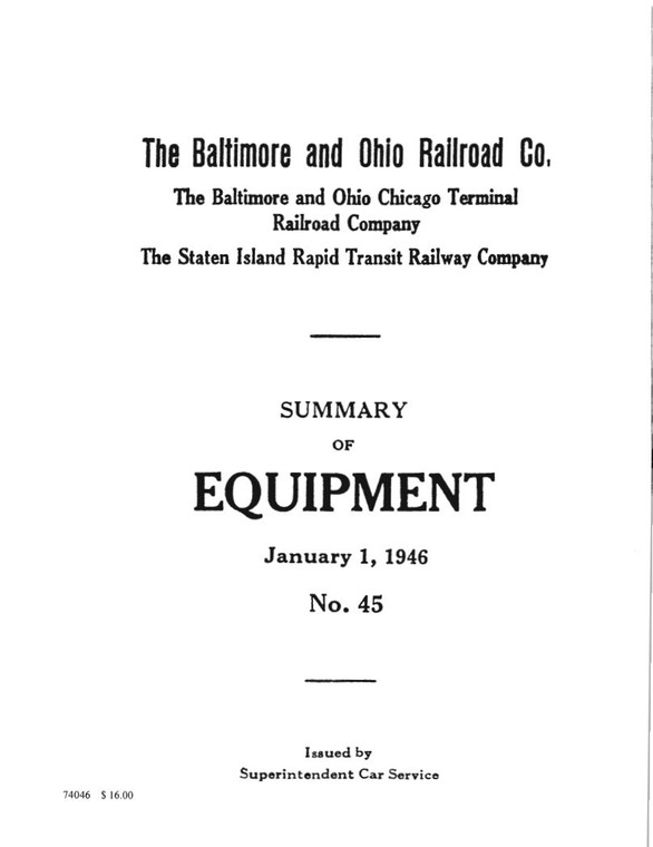 Summary of Equipment, year 1946