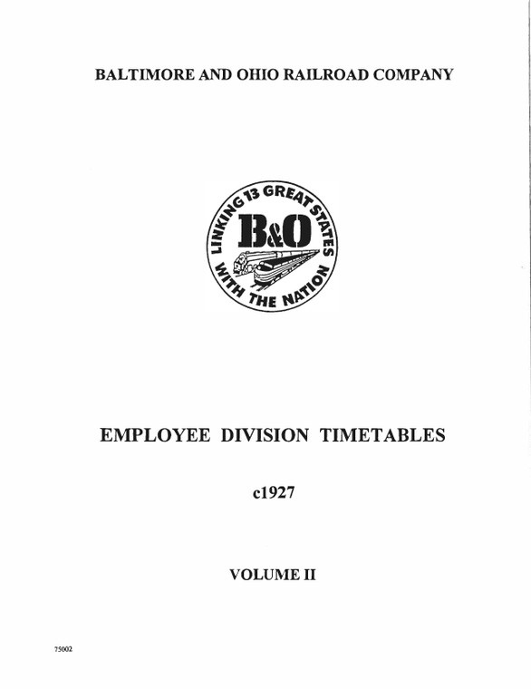 B&O Employee Division Timetables, 1927 - Volume 2