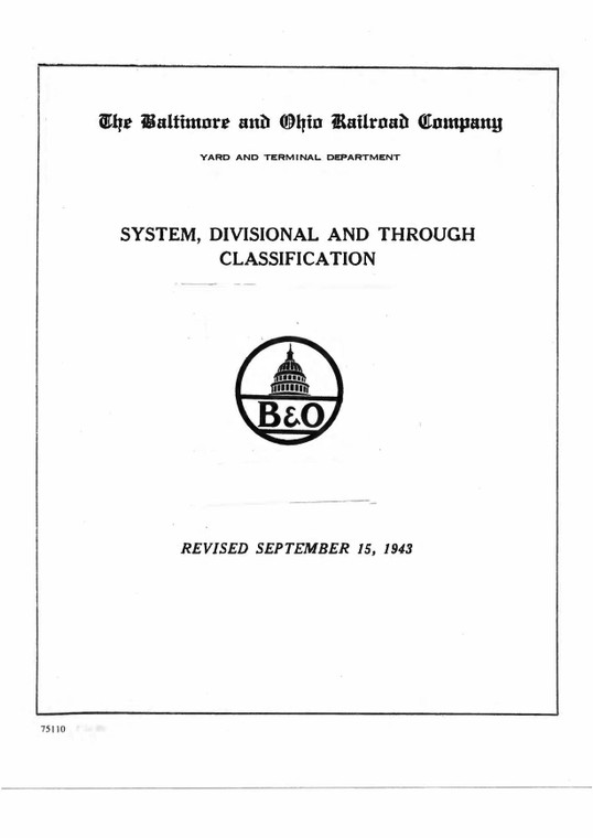 1943 B&O Freight Train Classification Books, EB/WB Makeups