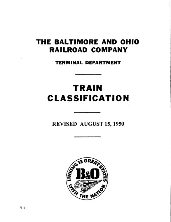 1950 B&O Freight Train Classification Books, EB/WB Makeups