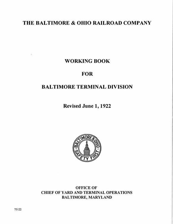 B&O Working Book for Baltimore Terminal 1922