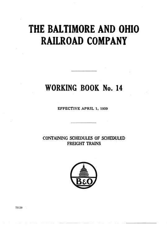 B&O Freight Working Book No. 14 1939