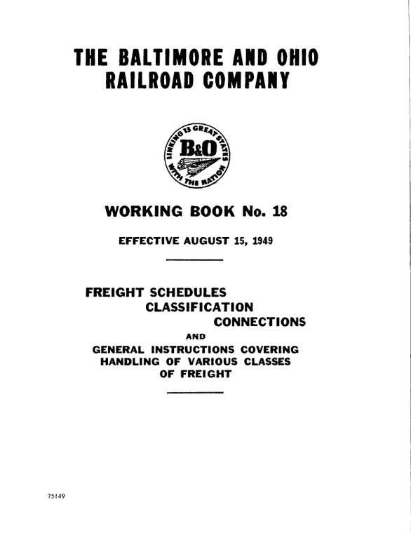 B&O Freight Working Book No. 18 1949