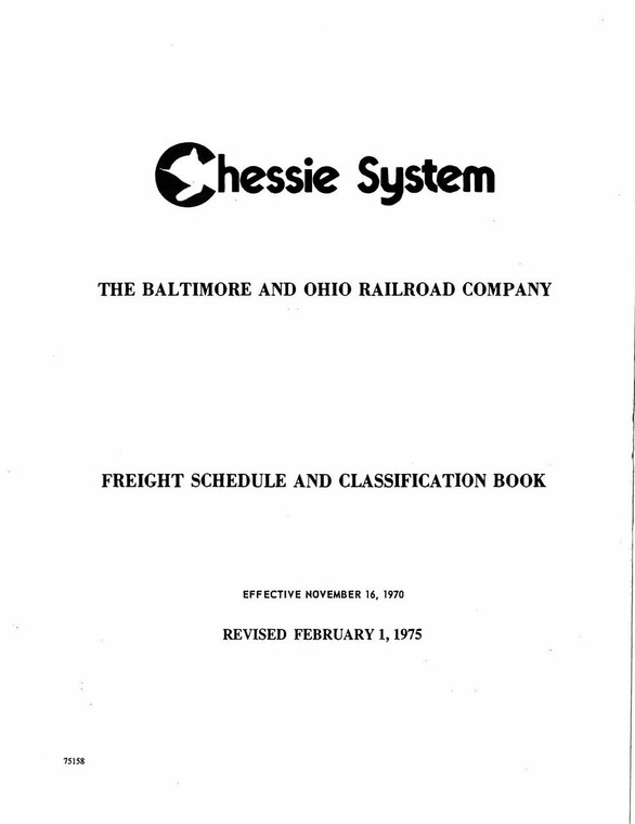 B&O/Chessie Freight Schedule and Classification Book 1970-75