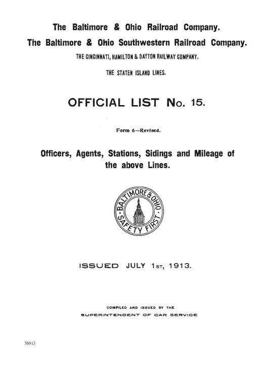 B&O Form 6, 1913