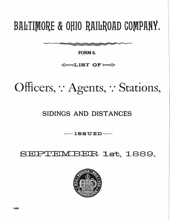B&O Form 6, 1889