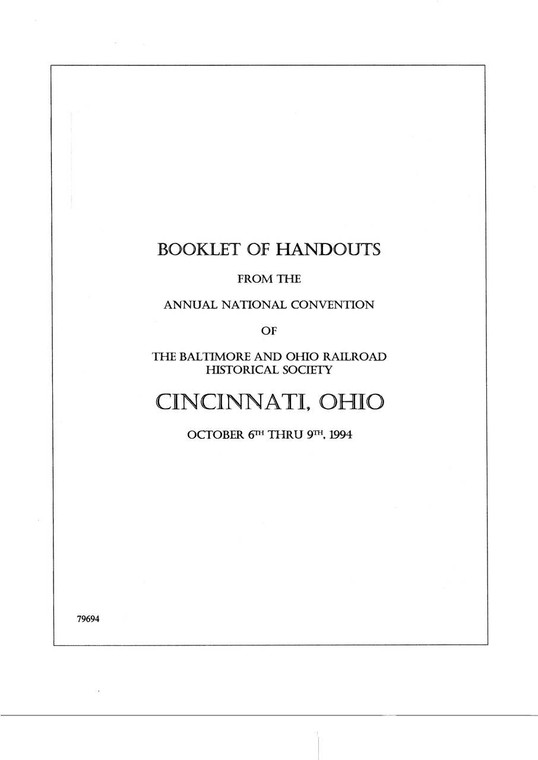 1994 B&O RHS Convention Booklet for Cincinnati, OH