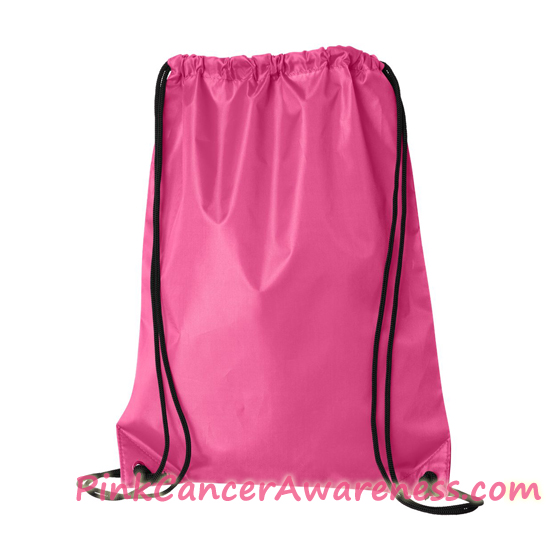 Hot Pink Black Drawstring Backpack