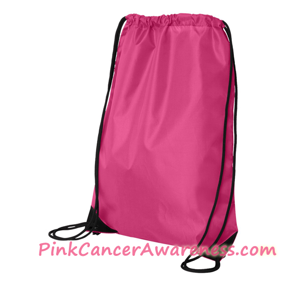 Hot Pink Black Drawstring Backpack