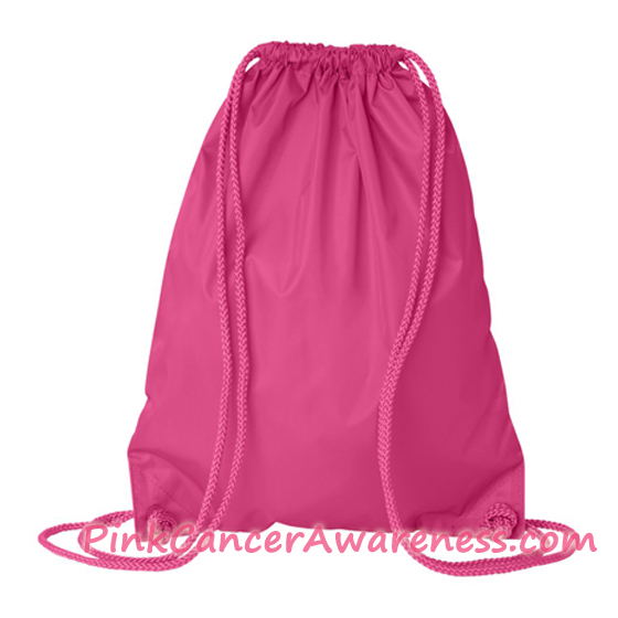 Hot Pink Drawstring Backpack back view