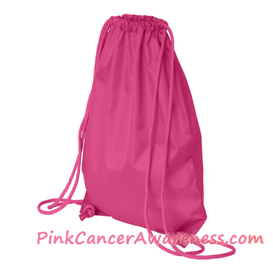 Hot Pink Drawstring Backpack side view