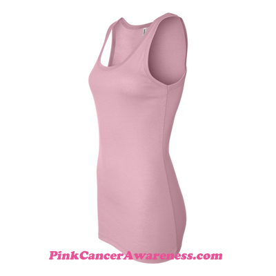 Light Pink Ladies' Sheer Mini Rib Tank Top Side View