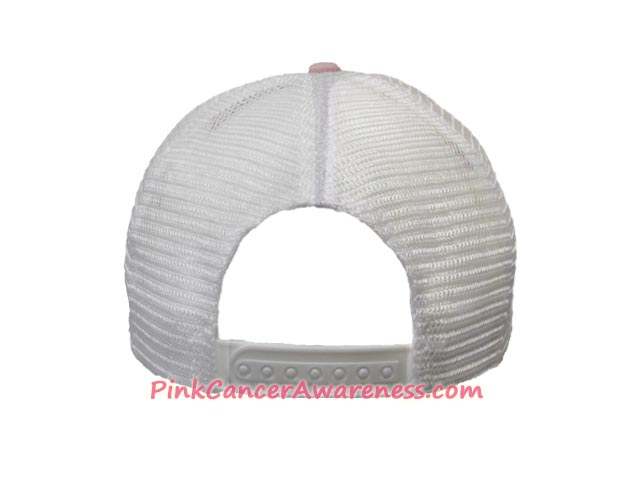 Pink Cancer Awareness Trucker Cap with White Polyester Mesh