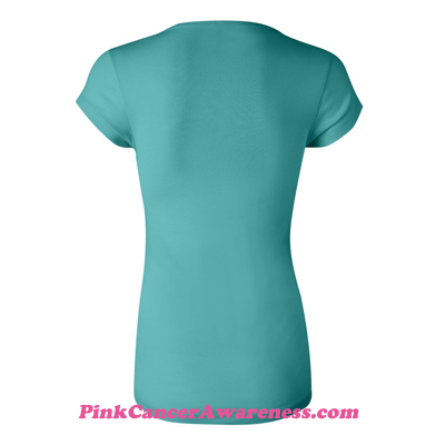 Teal Ladies' Sheer Mini Rib Scoopneck T-Shirt Back View