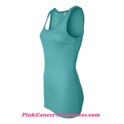 Teal Ladies' Sheer Mini Rib Tank Top Side View