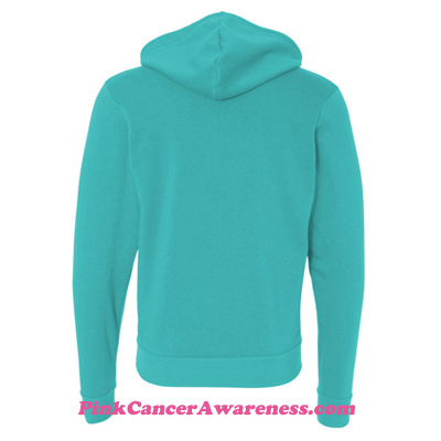 Teal Unisex Full-Zip Hooded Sweatshirt Back View