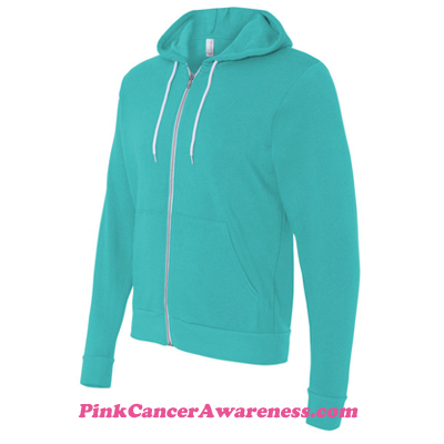 Teal Unisex Full-Zip Hooded Sweatshirt Side View