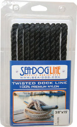 SEA-DOG LINE 301112015BK-1 TWISTED NYLON DL 1/2"X15' BLK