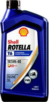 SHELL OIL 550049479 ROTELLA T6 5W40 CK-4 QT @6