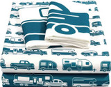 CAMCO RV 53298 SHEETS BLUE/WHT RV SHORT QUEEN