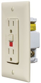 RV DESIGNER S803 GFCI OUTLET-DUAL W/CVR IVORY