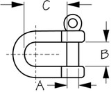 SEA-DOG LINE 147108 STAINLESS (316) D SHACKLE-5/16