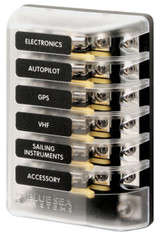 BLUE SEA SYSTEMS 5015-BSS FUSE BLOCK AGC 6 CIR W/GROUN