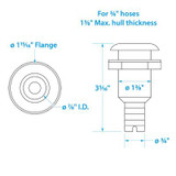 SEACHOICE 50-18441 THRU HULL W/SS COVER-3/4" STRT
