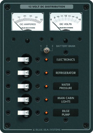 BLUE SEA SYSTEMS 8081 PANEL DC 5 POS VOLT/AMMETER