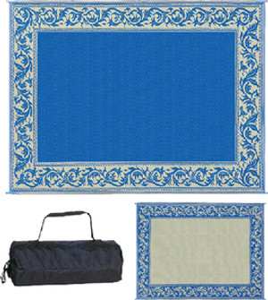 MING'S MARK INC RC3-BLU 8X20 PATIOMAT BLUE/BEIGE