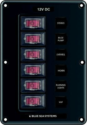 BLUE SEA SYSTEMS 4322-BSS PNL SWCH H2O CB 6POS