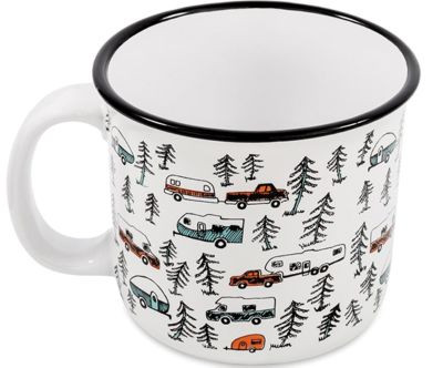 CAMCO RV 53383 MUG WHITE SKETCH PATTERN 14OZ
