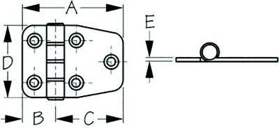 SEA-DOG LINE 203510-1 DAMP DR HINGE SHORT 2-1/8 PR