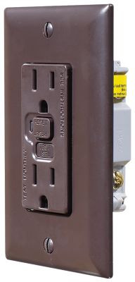 RV DESIGNER S805 GFCI OUTLET-DUAL W/CVR BRN
