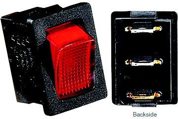 RV DESIGNER S481 SWITCH-ILL ROCKER 20A BLK W-RD
