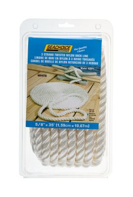 SEACHOICE 42621 NYLON DOCK LINE WH 5/8X35 CLAM