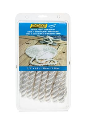 SEACHOICE 42631 NYLON DOCK LINE WH 3/4X25 CLAM