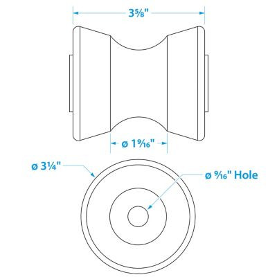 C.H. YATES RUBBER 56580 BOW ROLLER-YLW-4 X 1/2