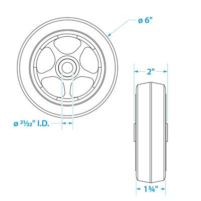 SEACHOICE 50-52070 6" BLK POLY SPARE JACK WHEEL