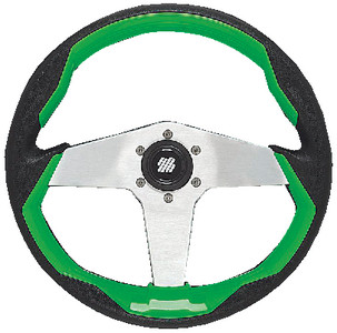 UFLEX GRIMANI G/S STEERING WHL-GREEN GRIP SILVR
