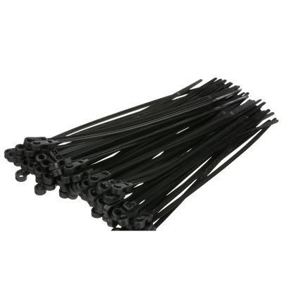 SEACHOICE 14171 BLK NYLN TIE W/HOLE 8"(100PK)