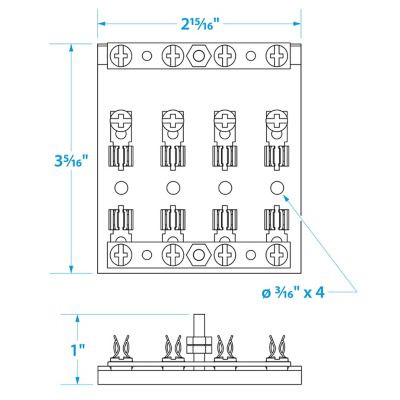 SEACHOICE 13431 FUSE/TERMINAL BLOCK-4 GANG