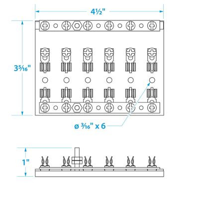 SEACHOICE 13441 FUSE/TERMINAL BLOCK-6 GANG