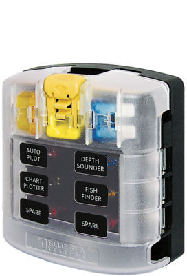 BLUE SEA SYSTEMS 5028-BSS FUSE BLOCK ATO/ATC 6 CIRCUIT