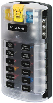 BLUE SEA SYSTEMS 5026-BSS FUSE BLOCK ATO 12 CIRCUIT W/GR